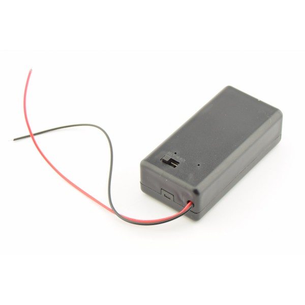 9V Battery Box with Loose Wires and Switch 9VLEADSBOXSWITCH